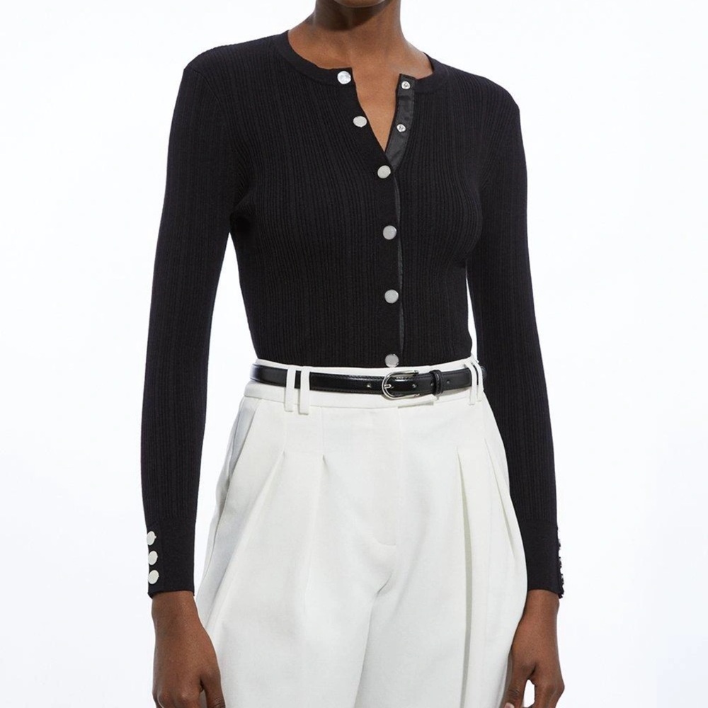 Karen Millen Knitted Crew Neck Cardigan/Top